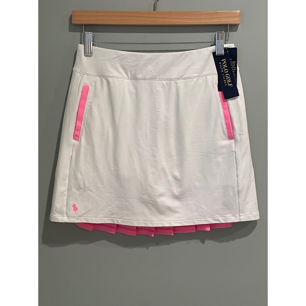 Polo Golf Ralph Lauren Girls White Pink Pleated Skort XL 16 NWT